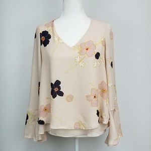 Lauren Conrad Bell Sleeve Pink Career Blouse s